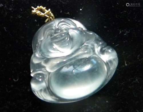 Chinese Icy Jadeite Buddha Pendant