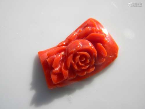 Natural Red Coral Carved Flower Pendant