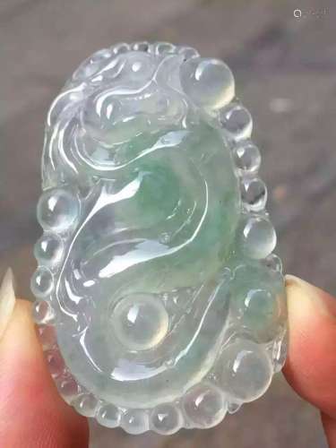 Natural Jadeite Dragon Plaque
