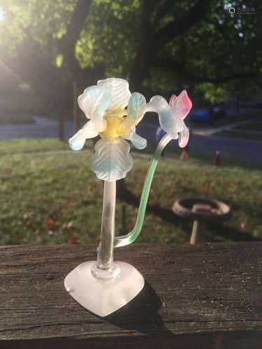 Vintage Glass Orchard Flower and Bird