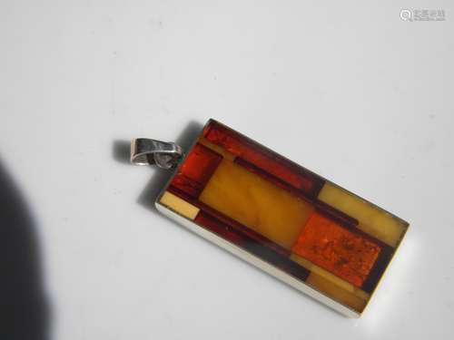 Natural Baltic Amber Silver Pendant