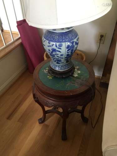 Antique Chinese Rosewood Table with Cloisonne Inlay