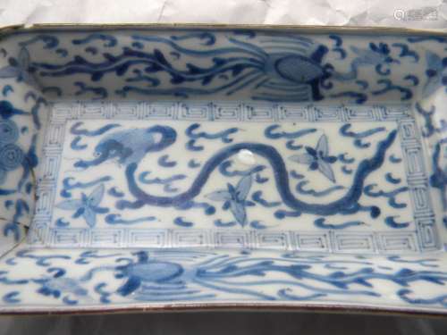 Antique Chinese Blue and White Dragon Plate