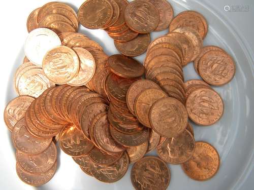 Year 1967 British Large Cents 100 Lots