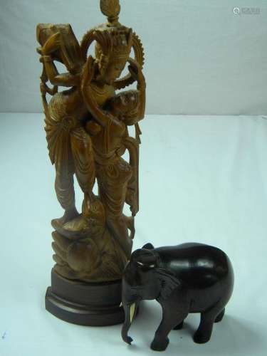 Two Antique Rosewood Carved Statues