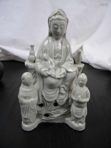 Antique Chinese Dehua White Glazed Guanyin with