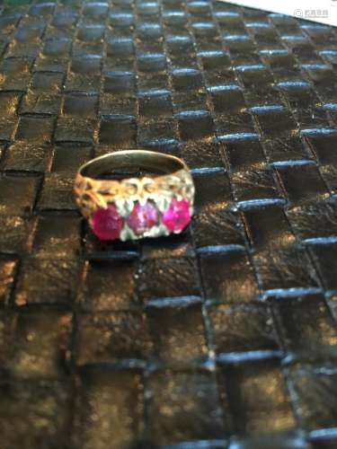 Antique Ruby Silver Filigree Ring