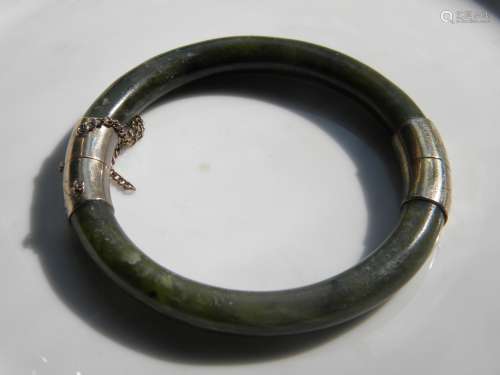Antique Chinese Green Nephrite Jade Bracelet