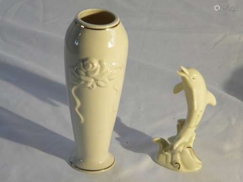VINTAGE LENOX VASE AND DOLPHIN