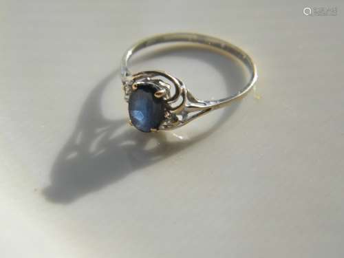 ANTIQUE CHINESE SAPPHIRE 14 K GOLD RING
