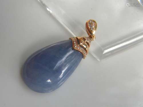 18K Gold Diamond Natural Purple Jadeite Pendant