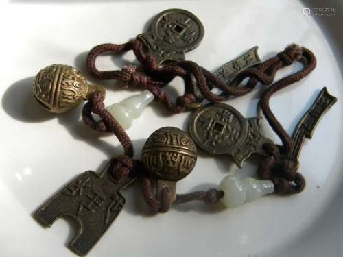 Antique Chinese Copper Necklace White Gourds