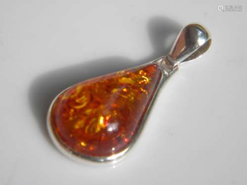 Natural Baltic Amber Silver Pendant