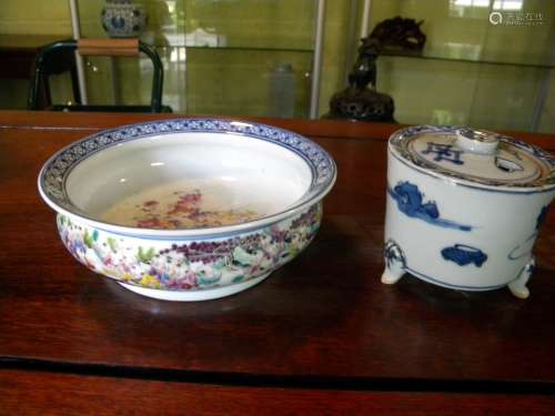 Antique Chinese Famille Rose Bowl and Incense Burner