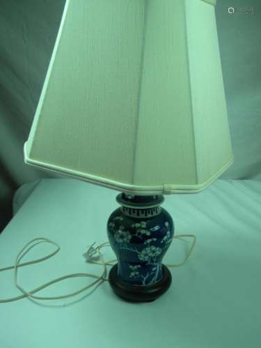 Antique Chinese Blue an White Plum Flower Lamp