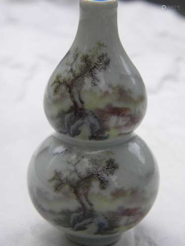 Antique Chinese Famille Rose Gourd Bottle