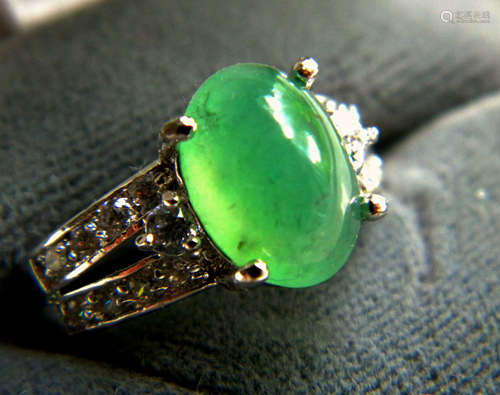 Grade A Icy Green Jadeite Ring