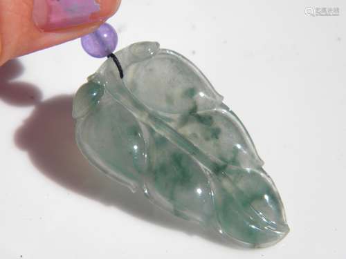 Natural Green Jadeite Leaf Pendant