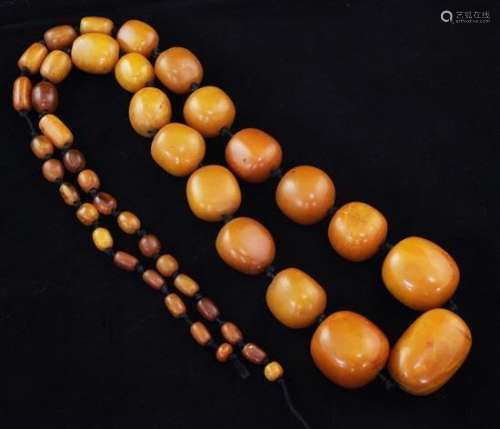 Antique Chinese Butter Scotch Amber Necklace