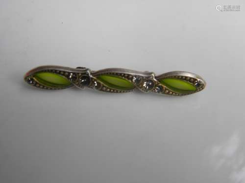 Silver Green Stone Brooch Pin