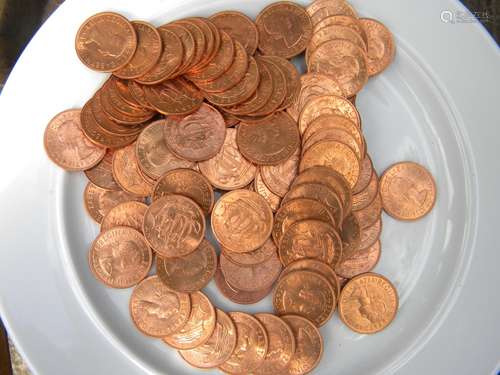 Year 1967 British Large Cents 100 Lots