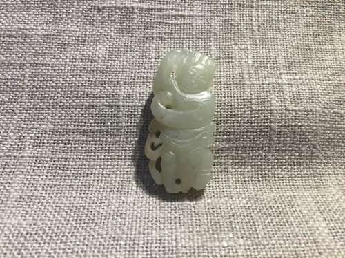 Antique Chinese Nephrite Jade Dancing People Liao Jin
