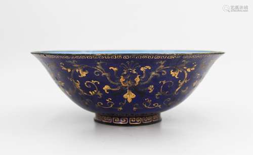 18TH CENTURY CHINESE GILT ENAMEL ON BRONZE BOWL