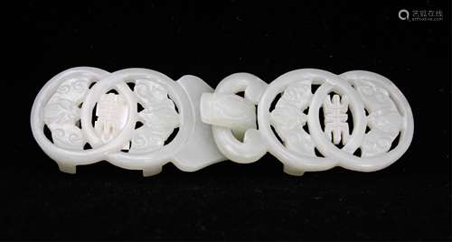 CHINESE WHITE JADE BELT BUCKLE