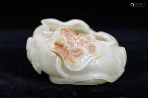 CHINESE WHITE JADE LOTUS LEAF WATER COUPE