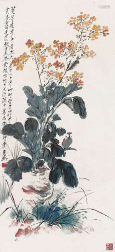 唐雲 - 花鳥 (1963年作) 紙本 立軸