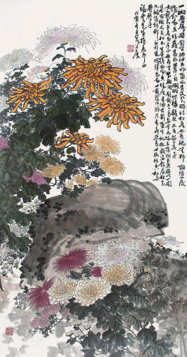 謝公展 - 秋菊圖 (1938年作) 紙本 立軸