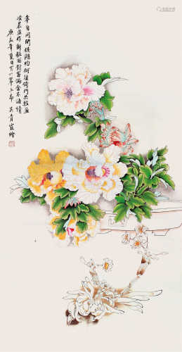 吴青霞 花卉 立轴 纸本