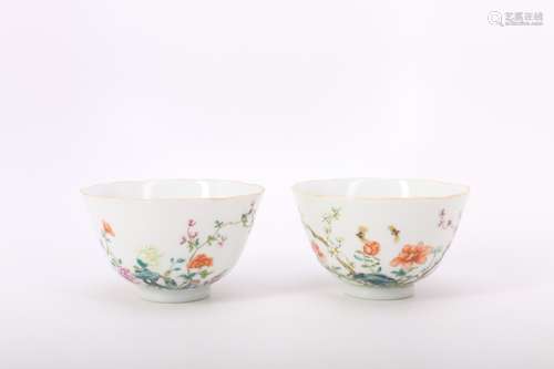 A Pair of Chinese Famille-Rose Cups