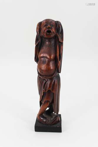 CHINESE BAMBOO CARVED LOHAN