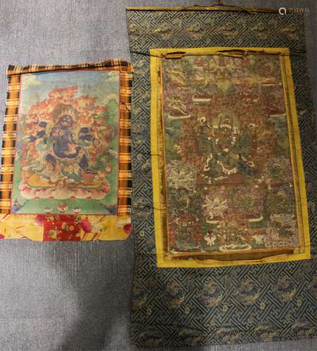 TWO 19TH CENTURY CHINESE TIBETAN THANGKAS