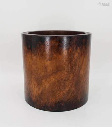 CHINESE HUANGHUALI WOOD CARVED BRUSH POT