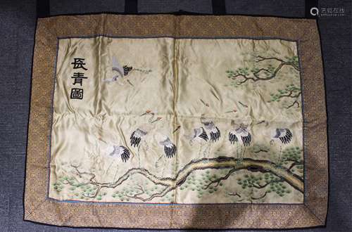 19TH CENTURY CHINESE EMBROIDERY, FLOWER AND BIRD