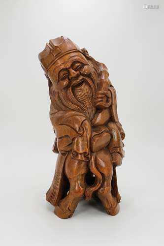 CHINESE BAMBOO FIGURE OF IMMORTAL