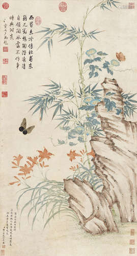 邹一桂 1686～1772 蝶恋花 立轴 设色纸本