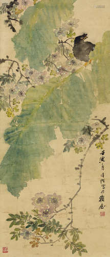 张辛稼 1909～1991 花鸟 立轴 设色绢本
