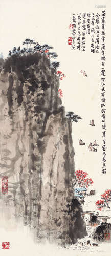 钱松嵒 1899～1985 长江之滨 立轴 设色纸本