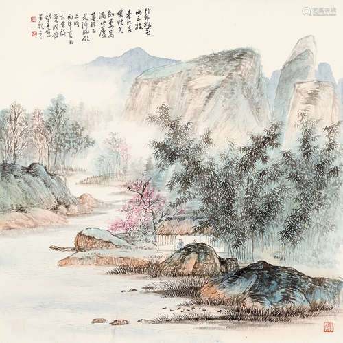 熊岱平 b.1977 春江晓景 镜心 设色纸本