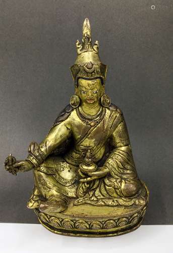 CHINESE GILT BRONZE FIGURE OF PADMASAMBHAVA