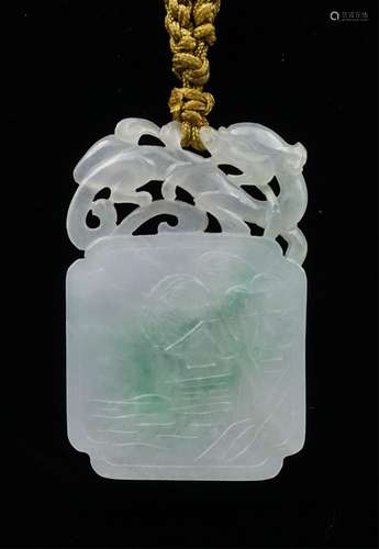 CHINESE JADEITE PENDANT WITH POEM