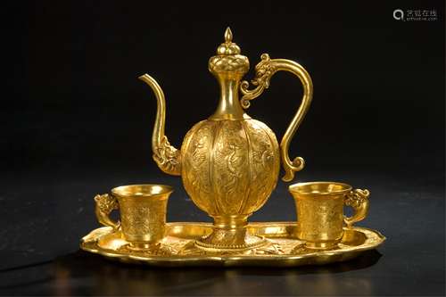 CHINESE SONG DYNASTY GOLD WINE EWER SET