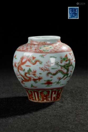 CHINESE RED AND GREEN GLAZED JAR