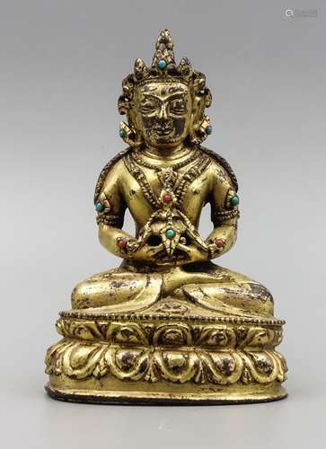 CHINESE GILT BRONZE FIGURE OF AMITAYUS