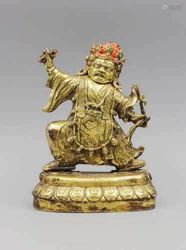 CHINESE GILT BRONZE FIGURE OF PADMASAMBHAVA