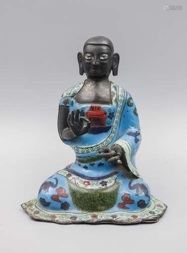 CHINESE BRONZE ENAMEL FIGURE OF BUDDHA