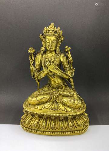 CHINESE GILT BRONZE FIGURE OF TARA